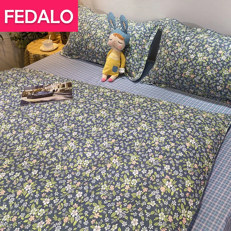 

Nordic retro small floral quilt cover pastoral fresh bedding four-piece set bed sheet man three-piece cover sheet