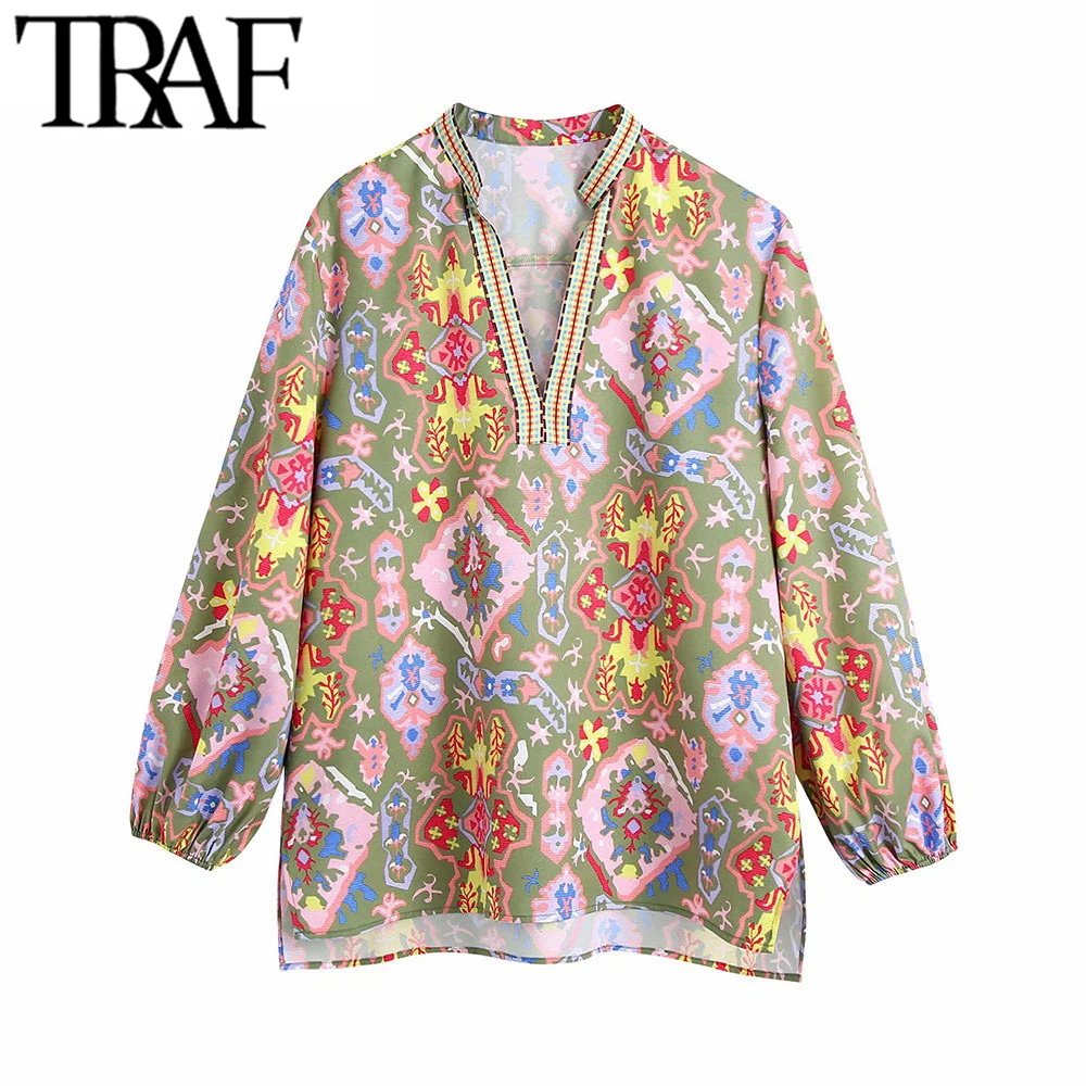 

Блузка женская с длинным рукавом и вышивкой, составного кроя