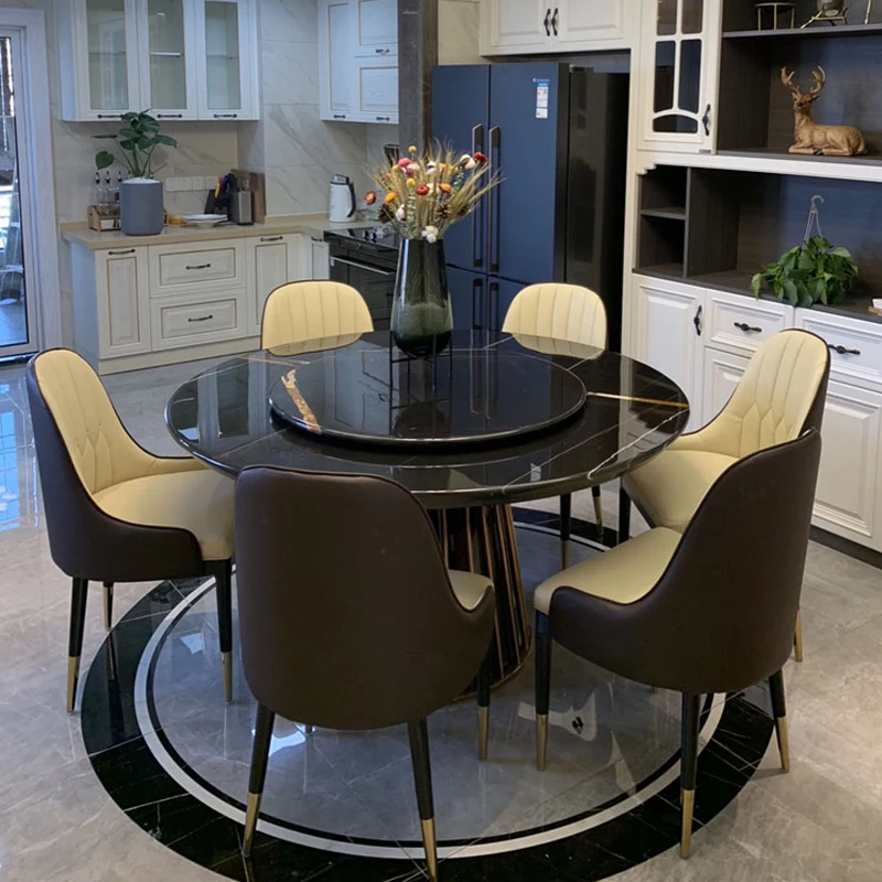 

Nordic ins marble dining table rectangular dining chair combination modern minimalist small apartment dining table home