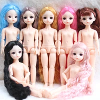 new bjd dolls 30cm 23 movable joints 16 naked babydoll 3d eyes real eyelashes big wavy long hair princess doll gifts for girls