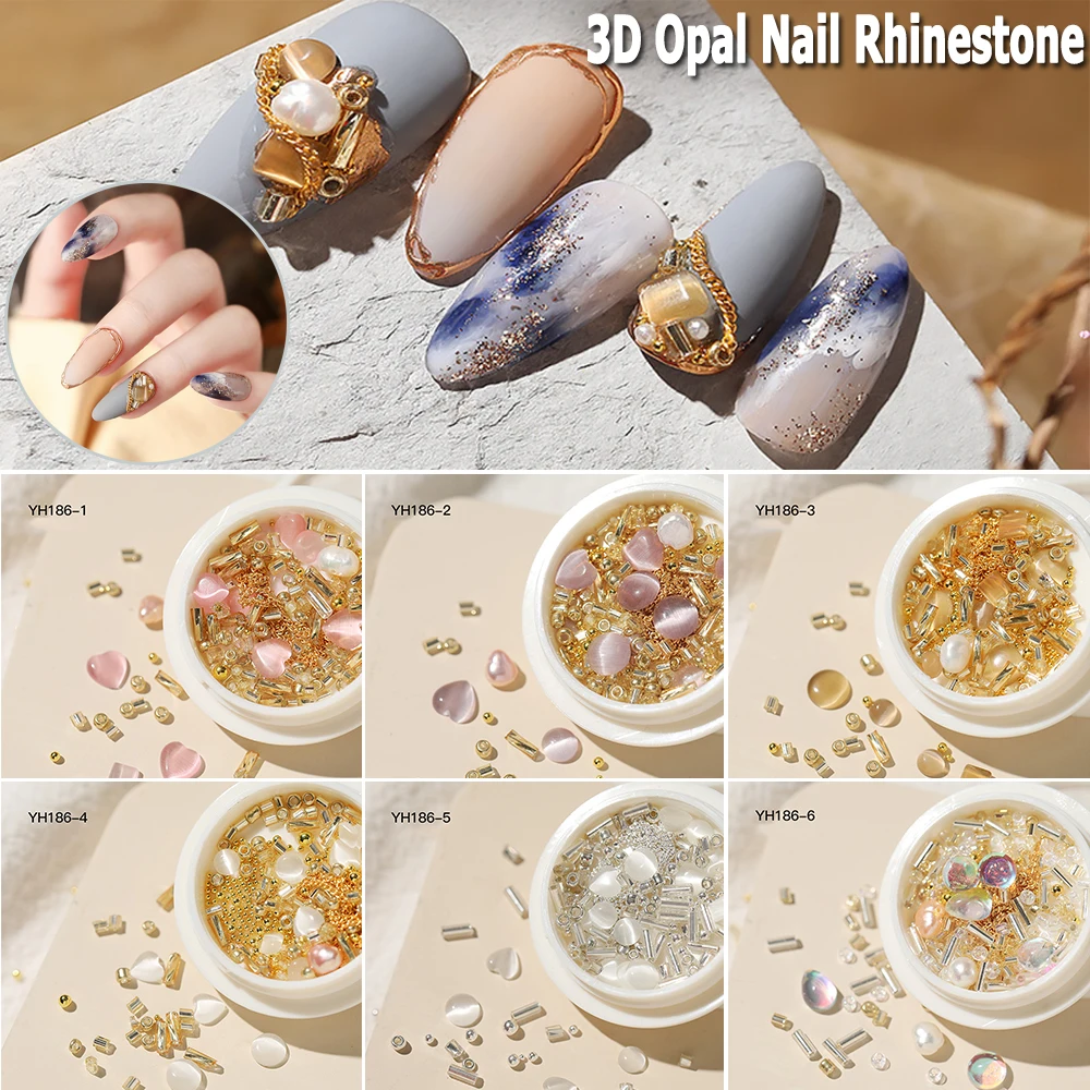 

1 Box Mixed Sparkly Opal for Nails 3D Nail Art Rhinestones Kit Crystal Diamond Rhinestones and Charms Nail Decoration