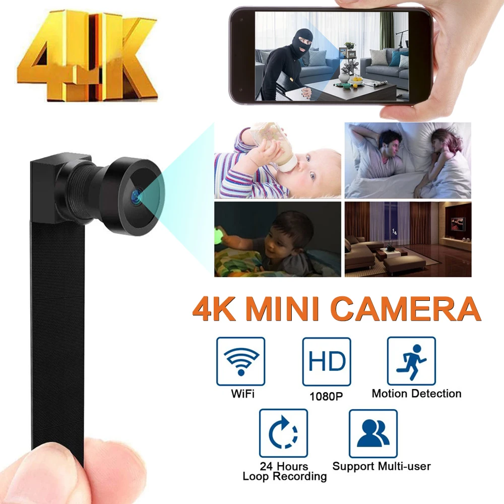 

Secret Mini WIFI Camera HD 4K P2P/AP Micra Cam Motion Detection Night Vision IP Camcorder Audio Recorder suport Hidden tf card