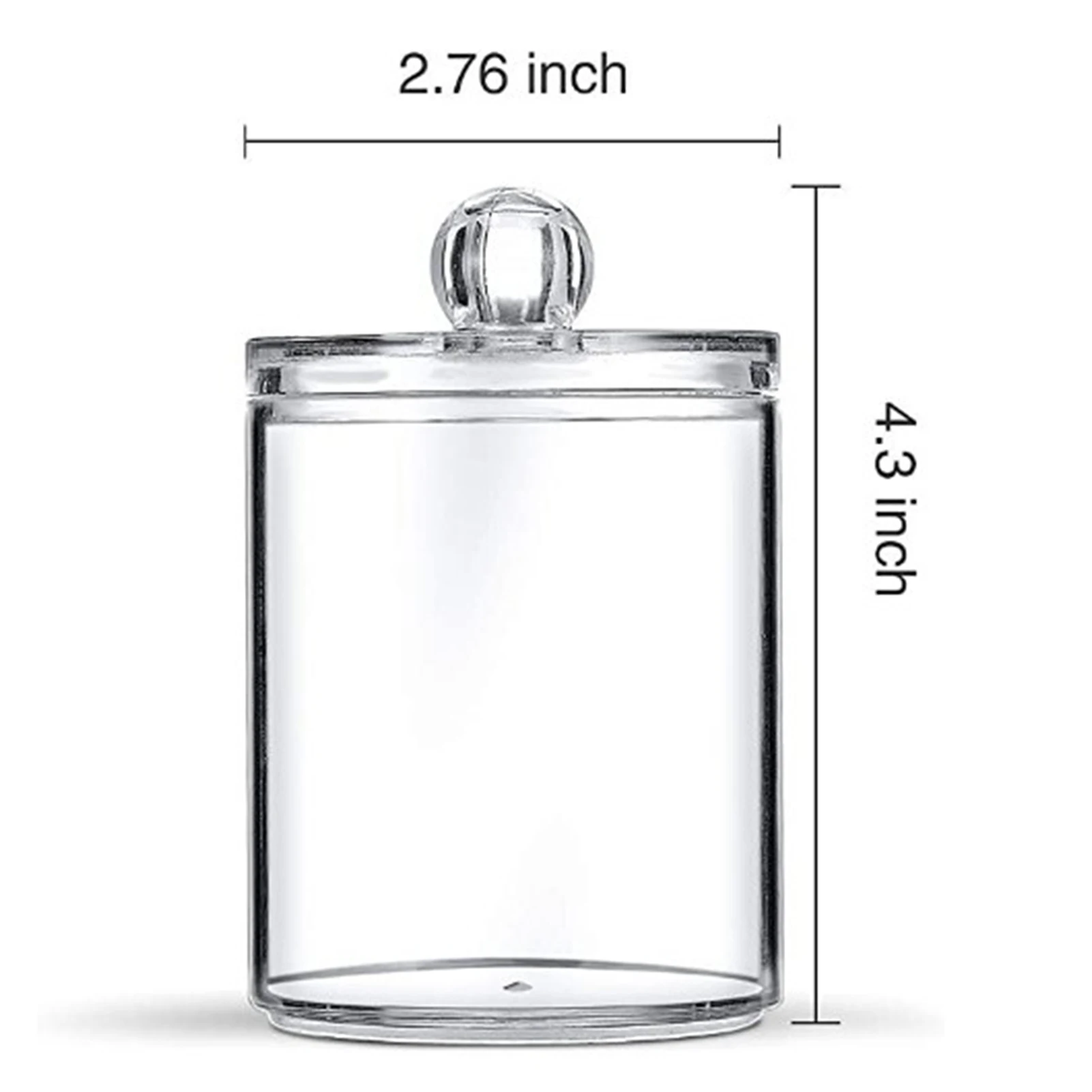 

2PCS Acrylic Transparent Storage Pot With Lid Clear Storage Jar Household Gallipot Cotton Swab Organizer For Home Kitchen