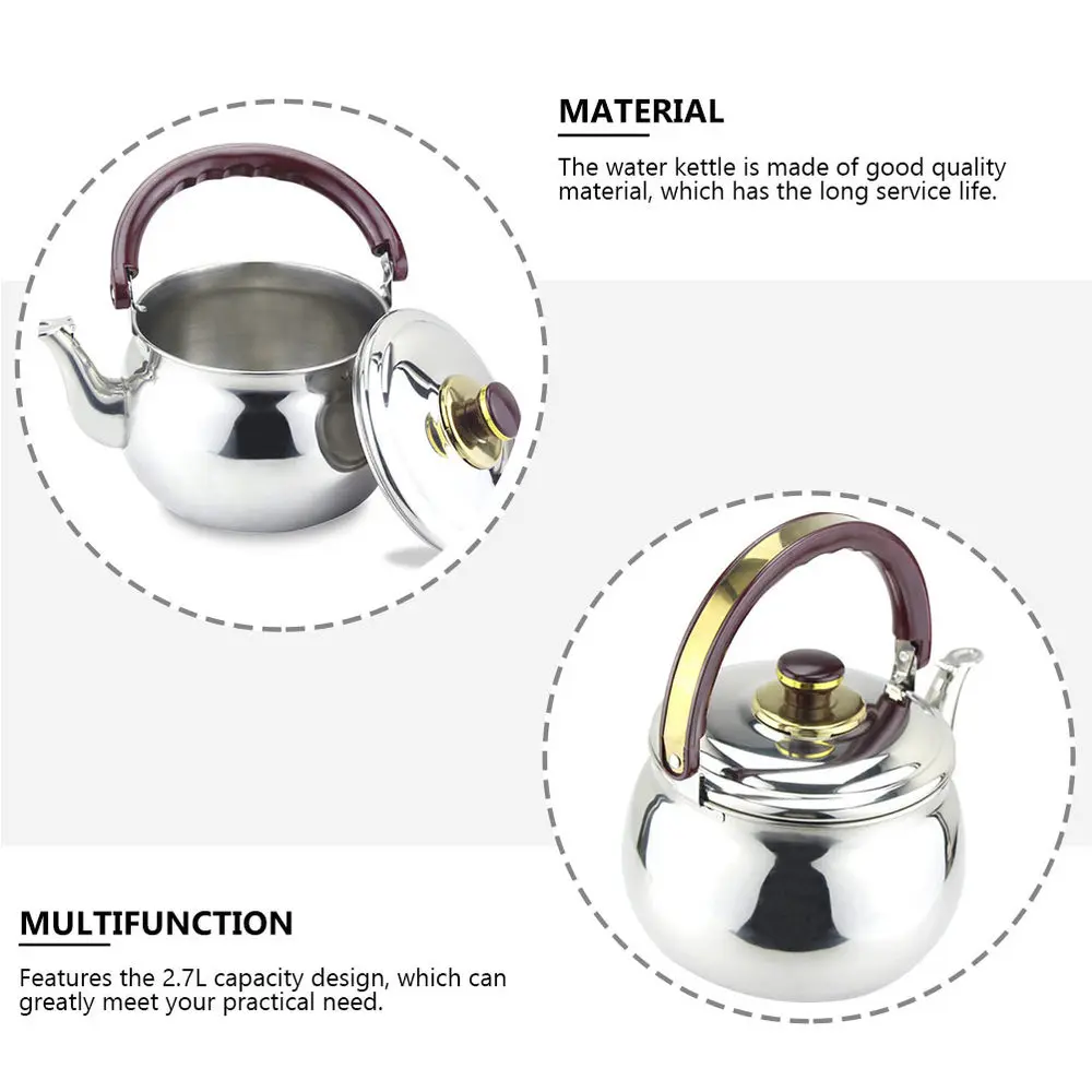 

1pc Home Stainless Steel Teakettle Kitchen Whistle Boiling Water Kettle