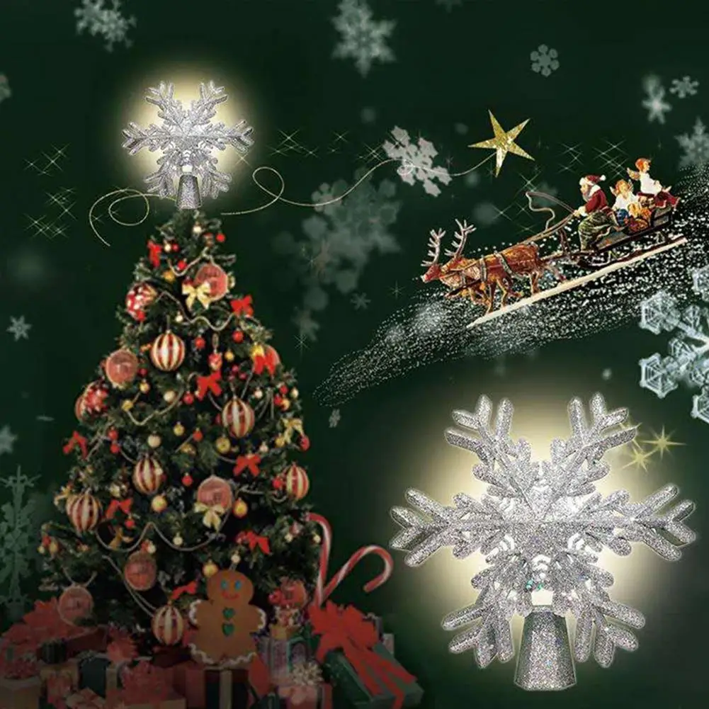 

3D Snowflake Projector Lamp 360-degree Adjustable Projection Angle Christmas Tree Topper Light Create Festive Atmosphere