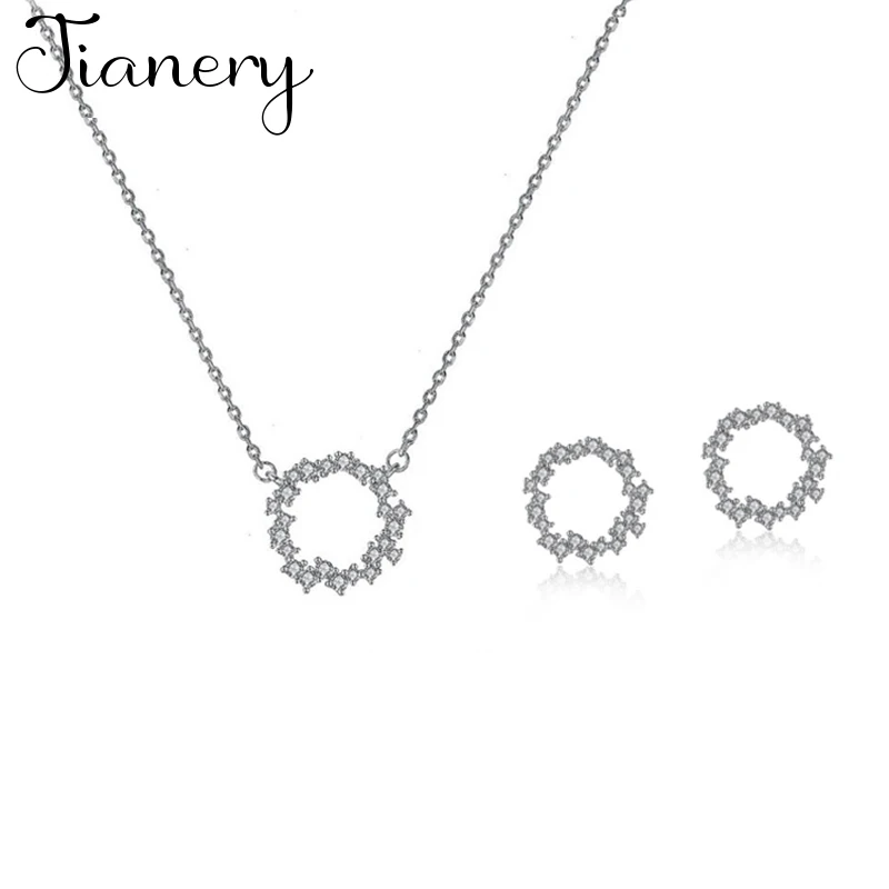 Свадебные ювелирные наборы модные циркониевые круглые серьги ожерелья для