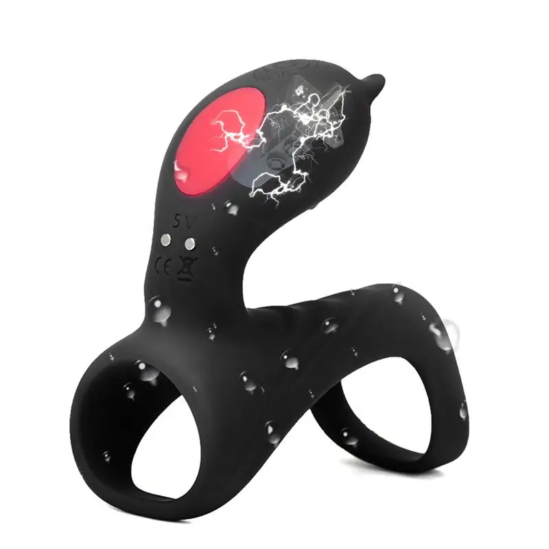 Вибрационный массажер для пениса с 9 скоростями двойные мужские кольца секса