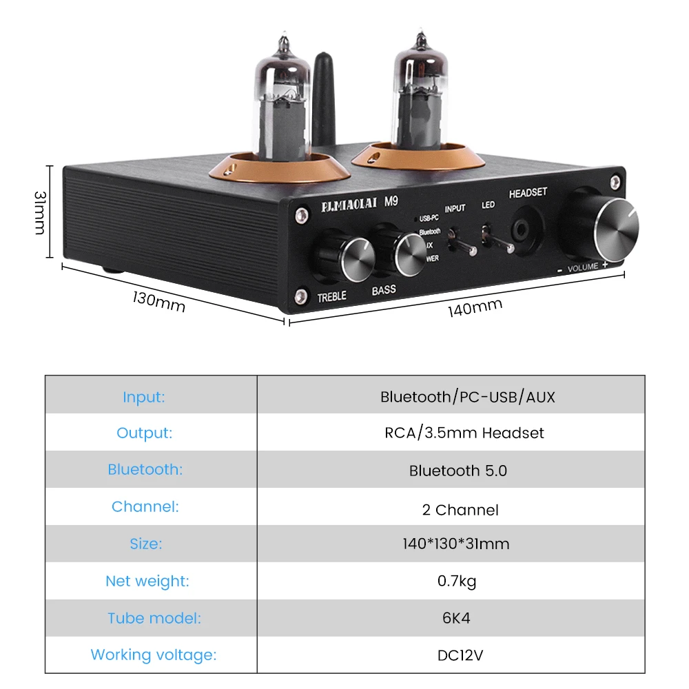Трубчатый предусилитель PJ.MIAOLAI M9 HIFI 6K4 BT 5 0 аудиоразъем RCA USB-PC AUX регулировка