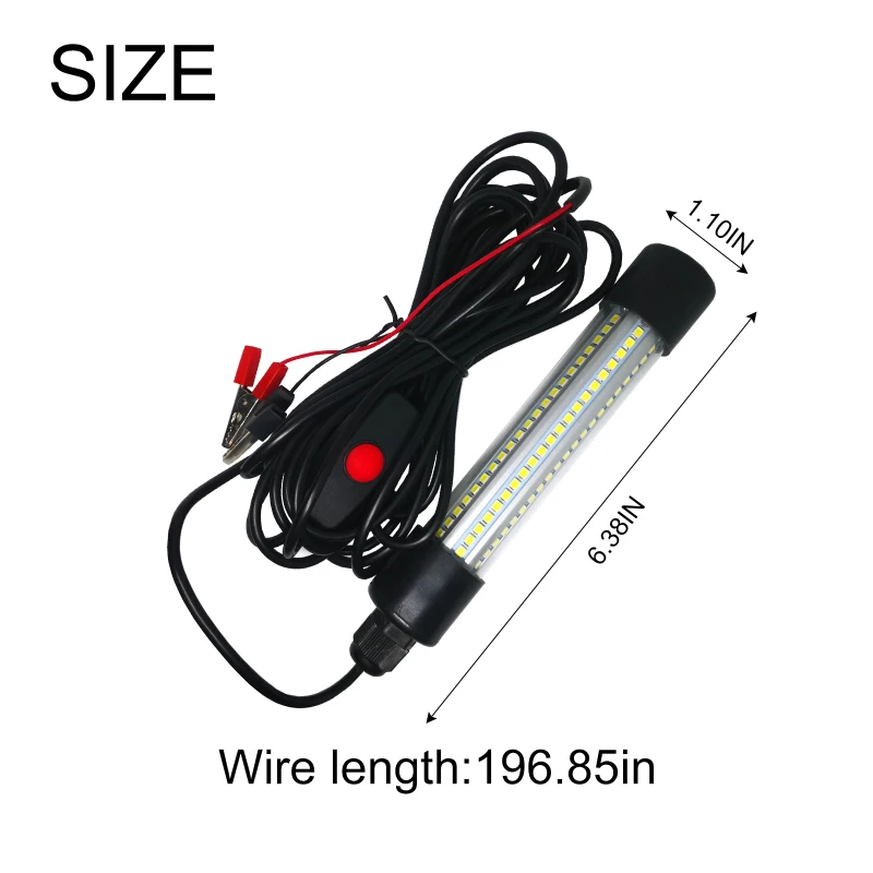 

5m LED Underwater Fishing Light Lamp 12-24vWaterproof For Submersible Night Fishing Boat Outdoor Lighting White Green Lights