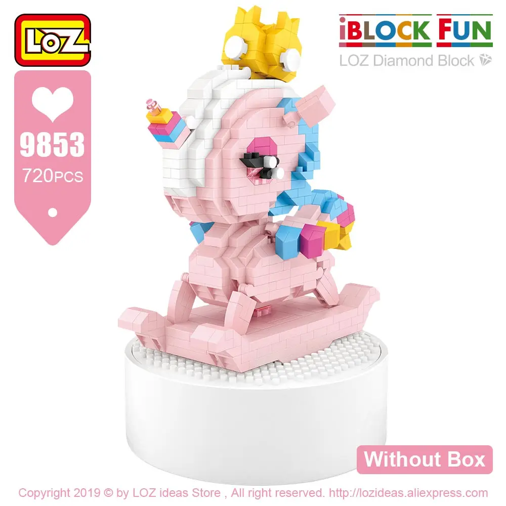 9853 Without Box LOZ алмазные блоки музыкальная шкатулка карусель кролик Фея Принцесса Мини Кирпичи Строительные блоки Набор Детские Конструкторы Игрушки пиксели подарок хобби - Цвет: 9853 Without Box