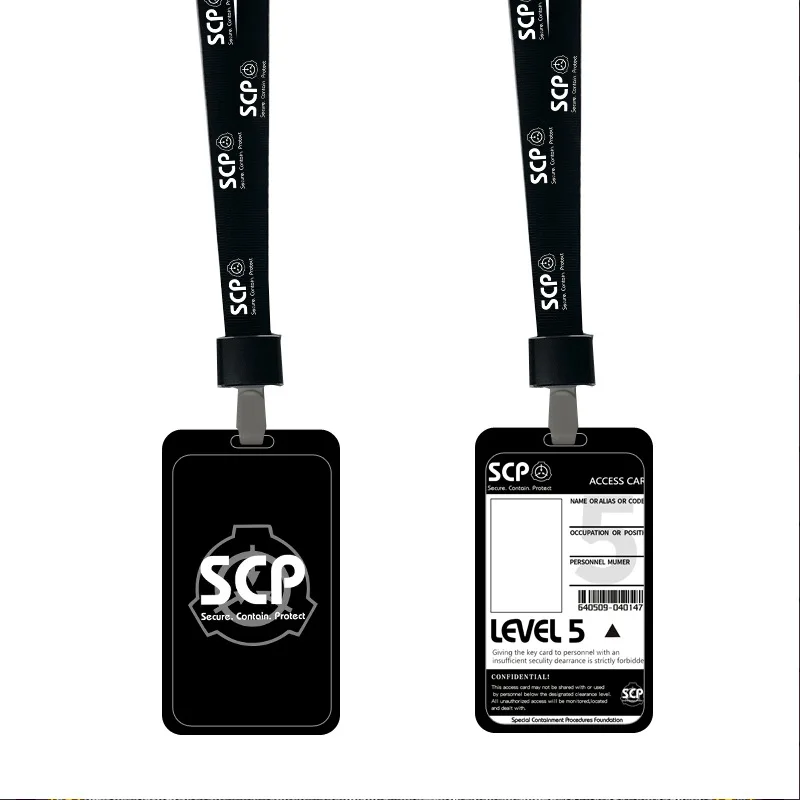 

SCP Special Containment Procedures Foundation Keychains Credit Card Holder Set PVC Bus IC Case Pendant Necklace Prop Gifts