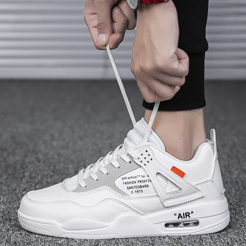 Мужская обувь сезон весна-осень повседневная кожаная на плоской подошве белые