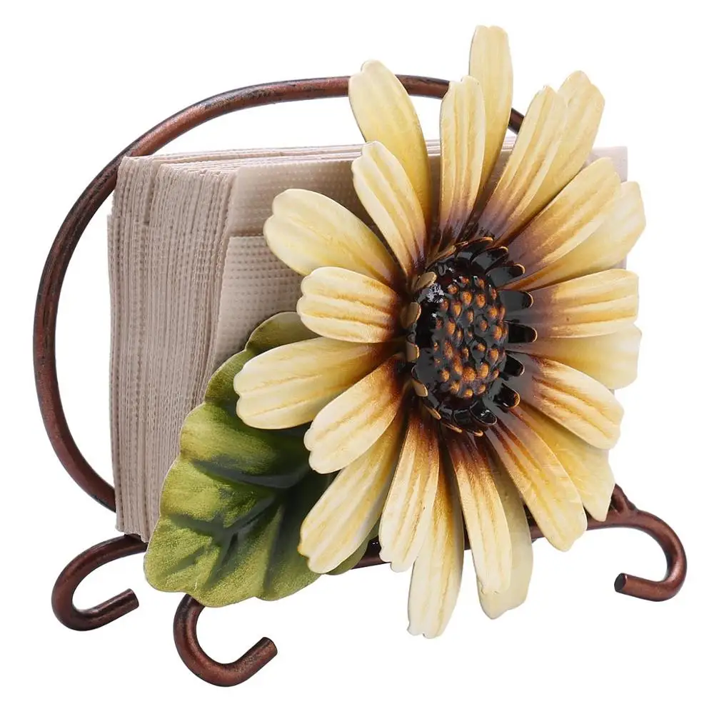 

Creative Wrought Iron Paper Towel Holder Retro Pastoral Country American Chrysanthemum Napkin Holder