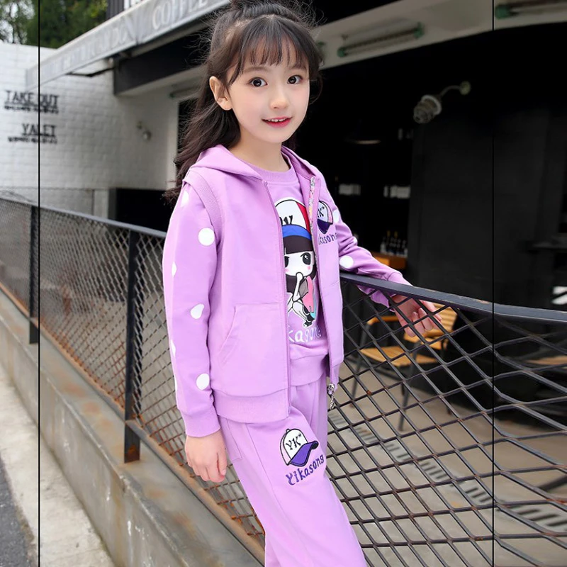Осенний спортивный костюм для девочек 3 шт./компл. комплект одежды подростков