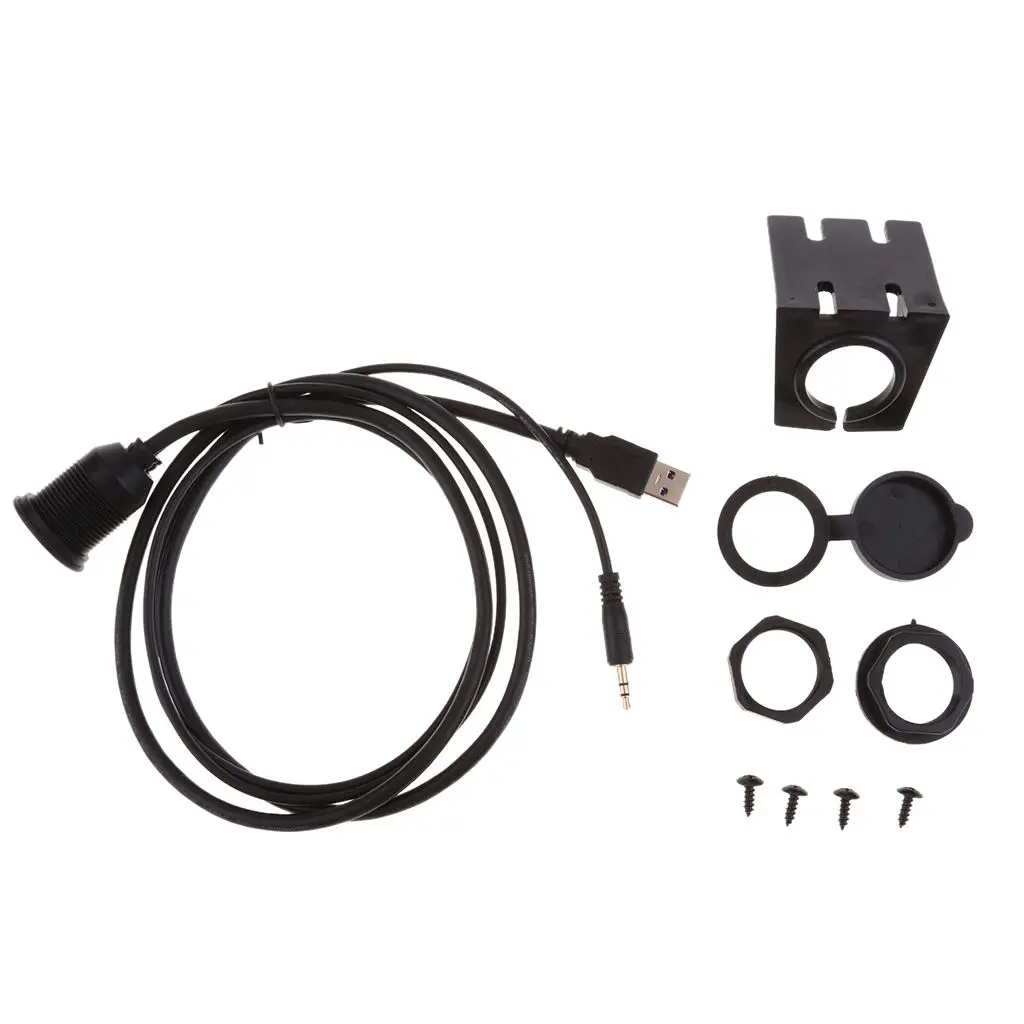 

1 Meter USB 3.0 + 3.5mm AUX Flush Mount Extension Cable Male to Female for Car Boat Motor