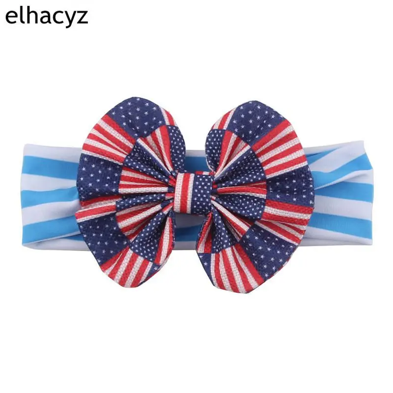 1 шт. новинка 5 дюймов рисунок флага цветы бант модный Infantile эластичная повязка на