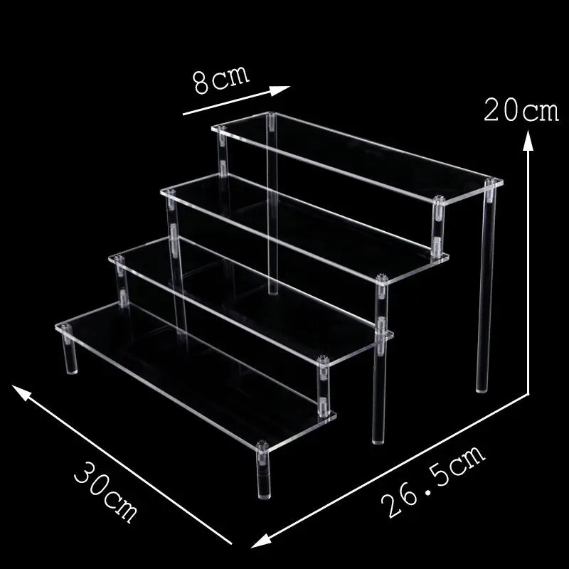 

Clear acrylic cosmetics storage rack detachable Cartoon character ladder frame holder toy car model purse perfume display stand