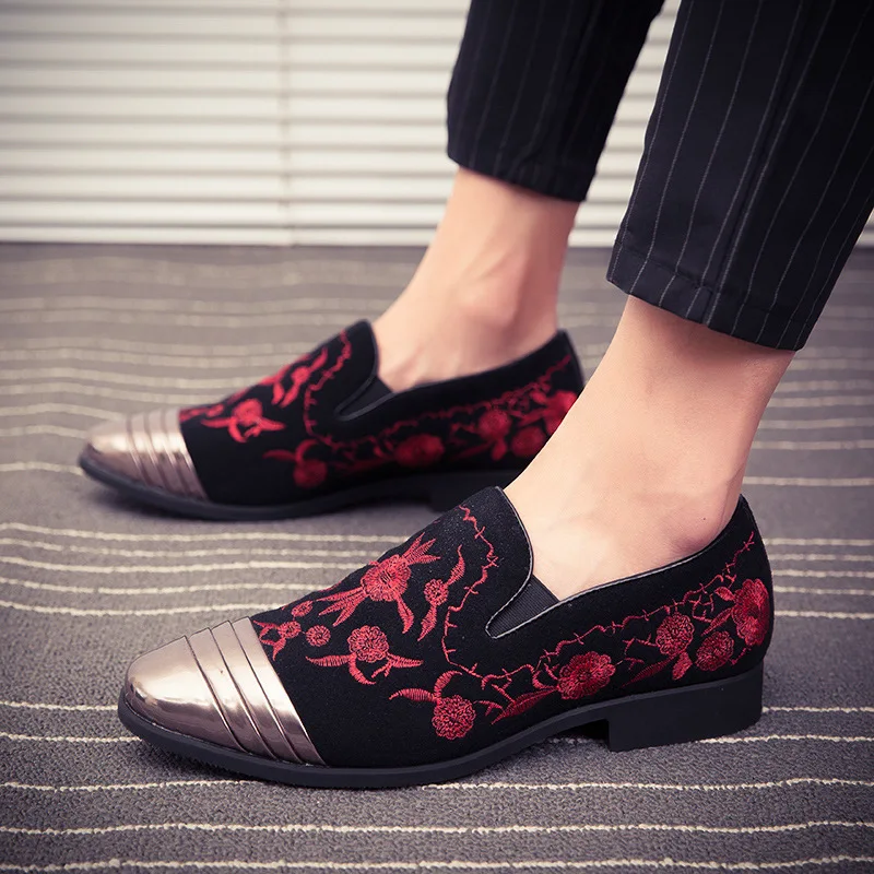 

Туфли мужские с металлическим носком, золотой верх и бархатная Классическая обувь, итальянские модельные туфли, лоферы ручной работы, для в...