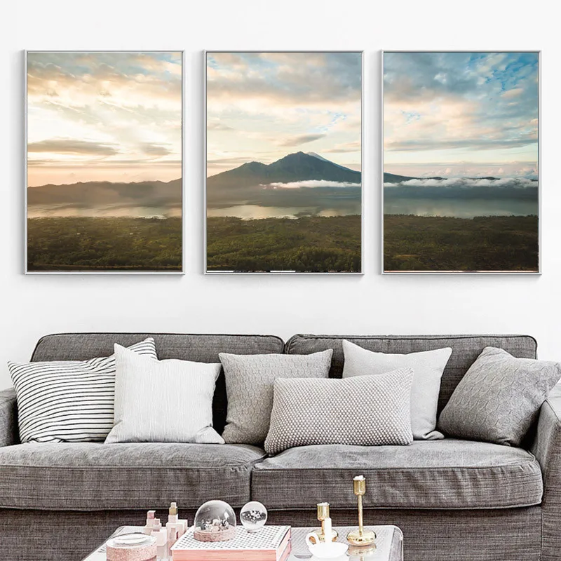 

Modern Style Landscape Painting Hills Under The Sun Decoration Poster Modern Home Bedroom Living Room Wall Art Decoration
