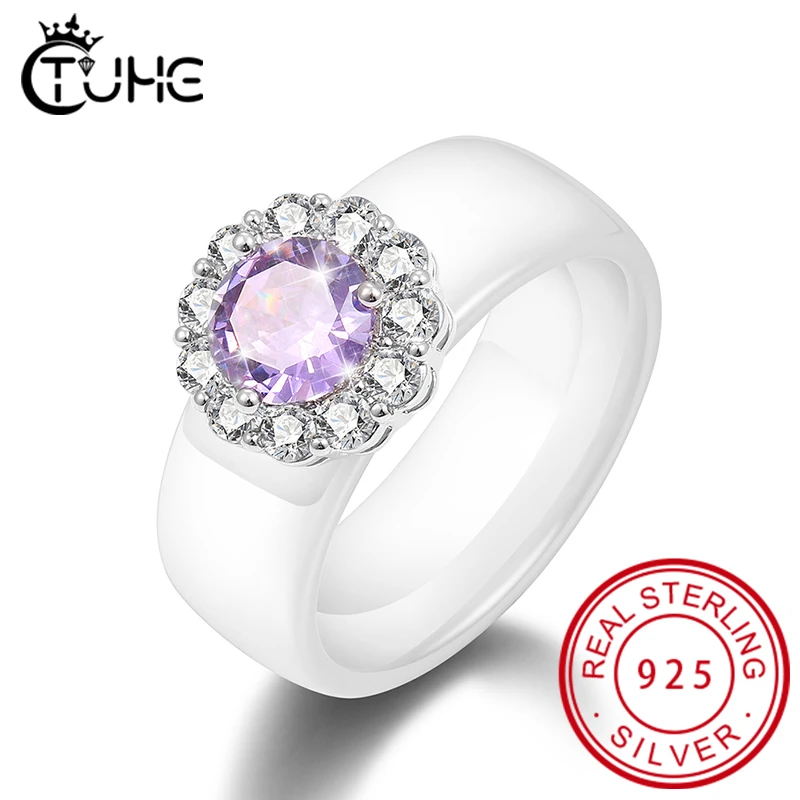 Женские керамические кольца из стерлингового серебра 925 пробы роскошный