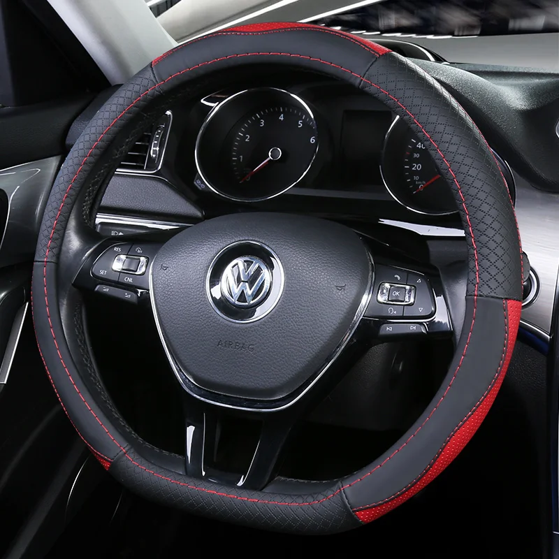 Верхний слой кожаный руль чехлы для Volkswagen VW Ameo Arteon CC Beetle Golf GTI Jetta Passat Phideon Polo Vento tiguan