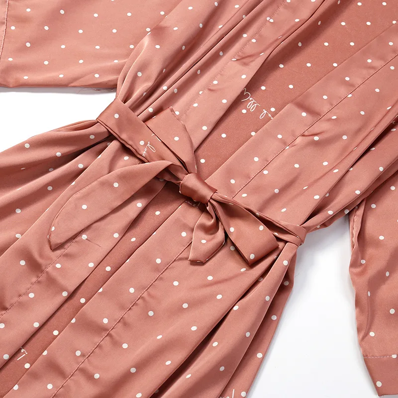 

Summer Polka Dots 3PCS Pajama Set Women Sexy Lingerie Pijama Mujer Satin Silk Nightwear Sleepwear Nightgown