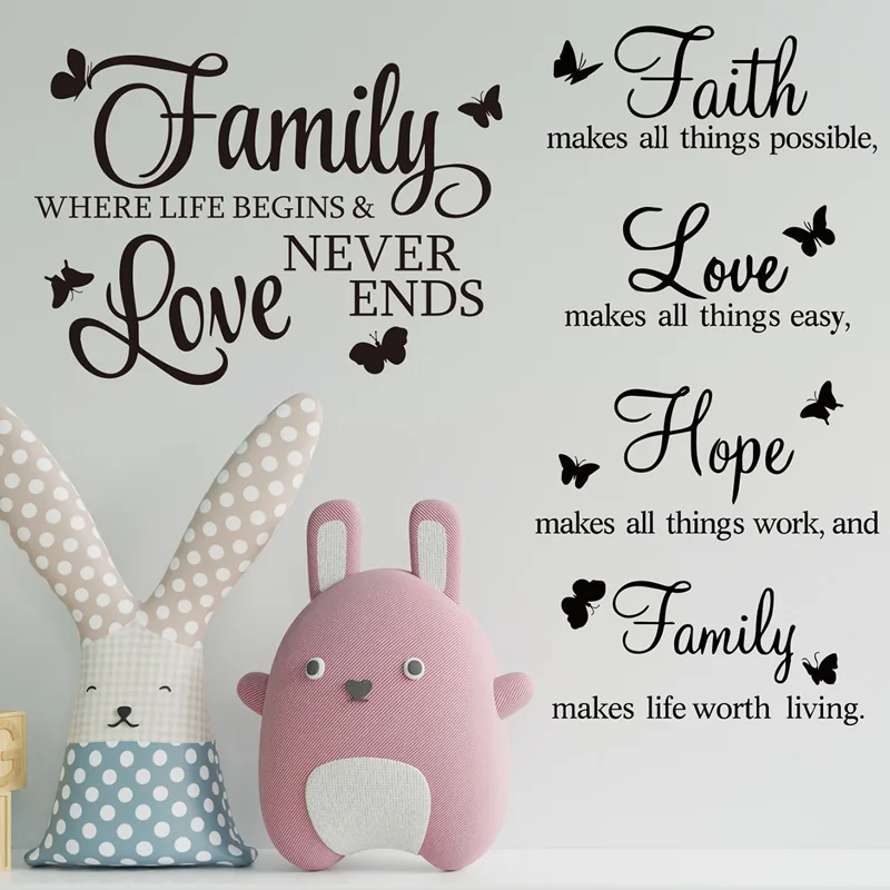 Американский Цитата Вера Любовь Семья обои-Стикеры наклейки для Гостиная