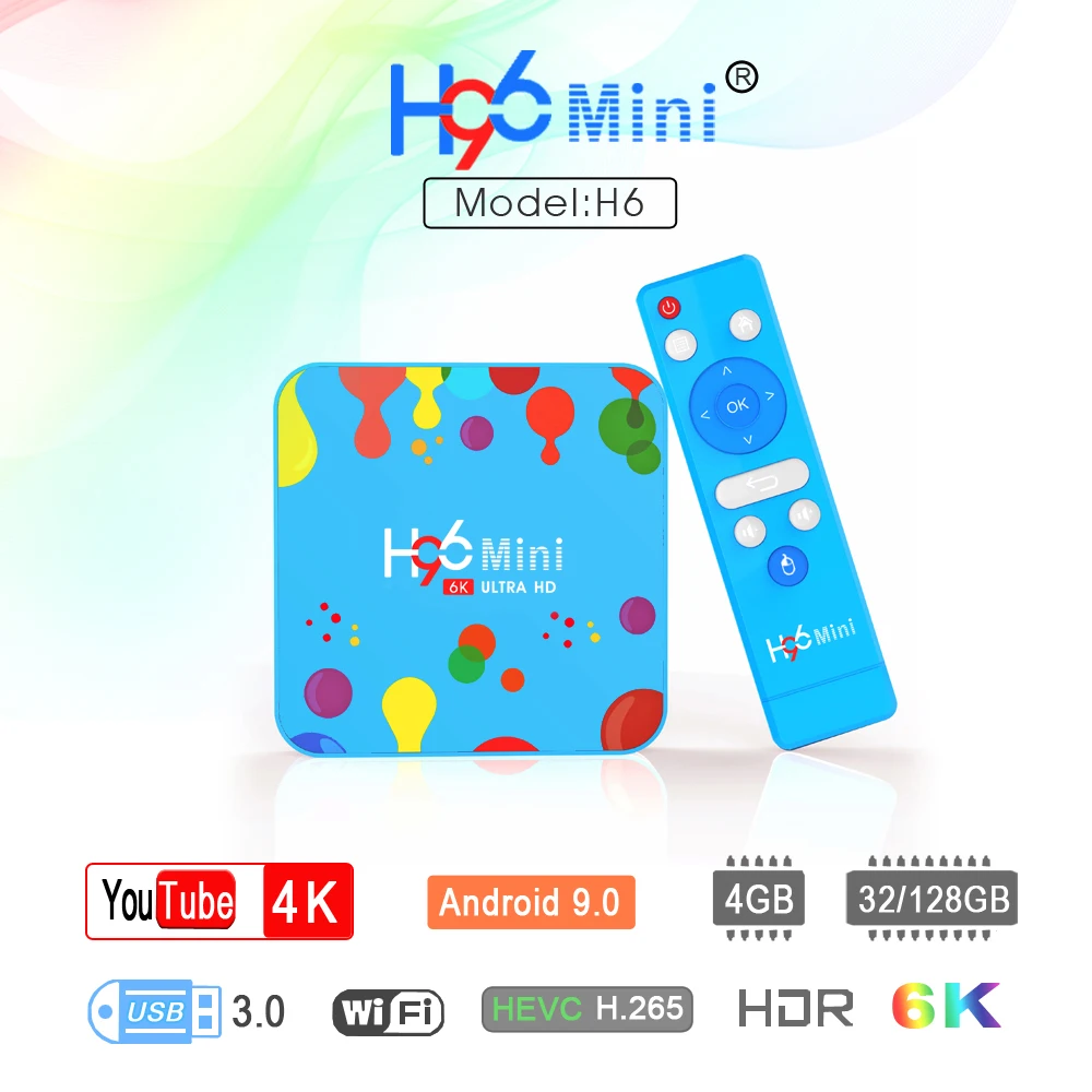 H96 мини H6 ТВ коробка Android 9 0 Allwinner 4 ядра BT4.0 Смарт WI-FI 2 4G/5G г 32 г/4 128 RJ45 USB3.0 |