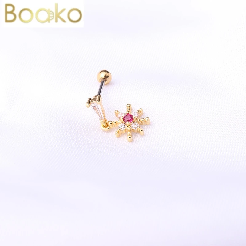

BOAKO Korean Fashion Ear Studs Cartilage Earring for Women Marine Snimal Zircon Small Stud Earrings Piercing Ear Studs Jewelry