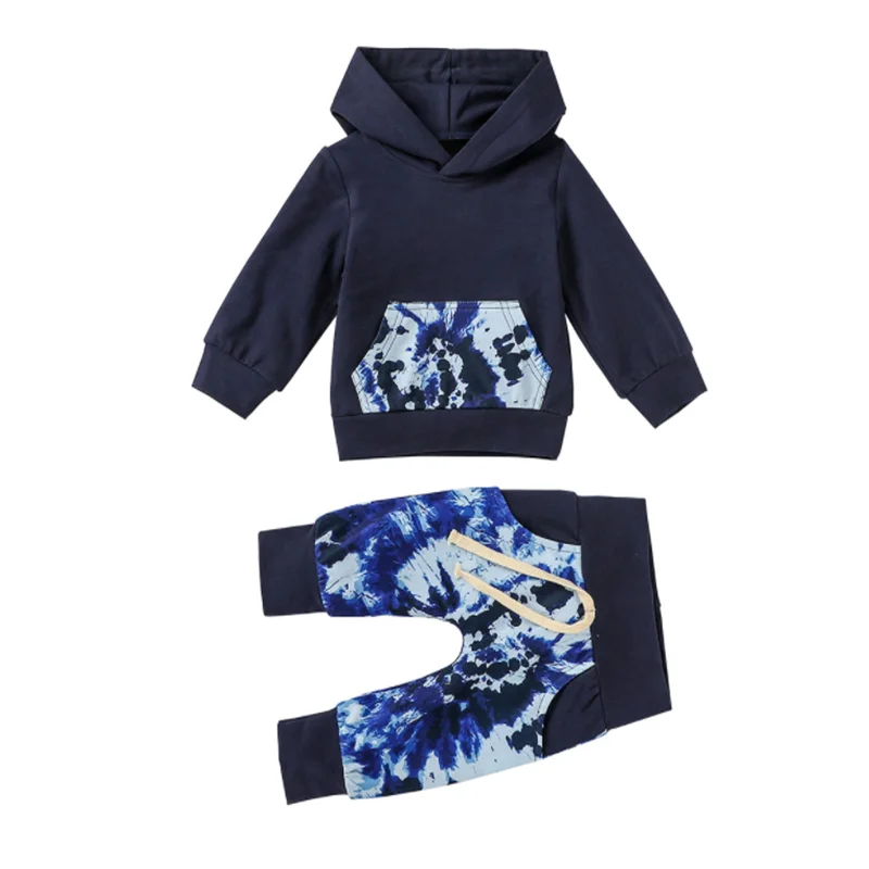 

2021 New Baby Girls Boys Tie Dye Hoodies and Joggers Kids Tie-dye Clothing Set Children Autumn Hooded Outfits 30