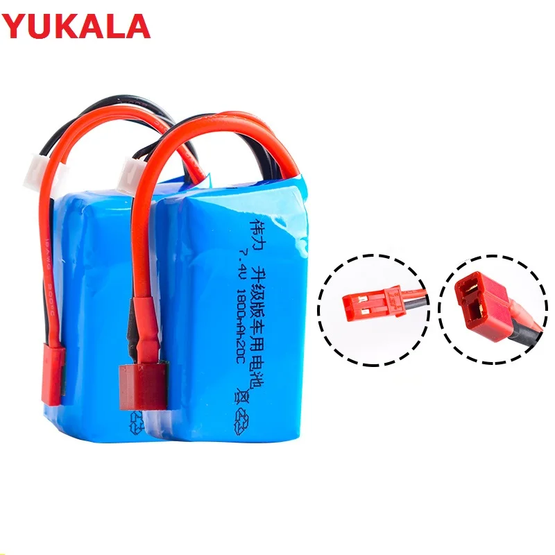 

YUKALA Wltoys A959-b A969-b A979-b K929-B RC Car parts 7.4V 1800 mah 20C Lipo upgrade Battery T/JST plug