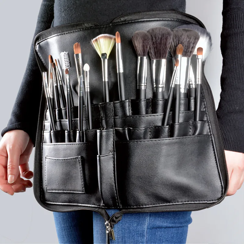 Portable Multi-function PU Cosmetic Bag Large Capacity Makeup Brush With Zipper Belt For Professional Artist Tool | Красота и
