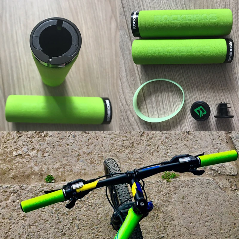 ROCKBROS велосипедные ручки MTB силиконовые губчатые накладки на ручки Анти-занос, удар-поглощающие мягкие велосипедные ручки Ultraight велосипедный руль