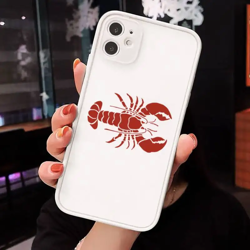 

Animal lobster crab Classic Phone Cases Matte Transparent for iPhone 7 8 11 12 s mini pro X XS XR MAX Plus cover funda
