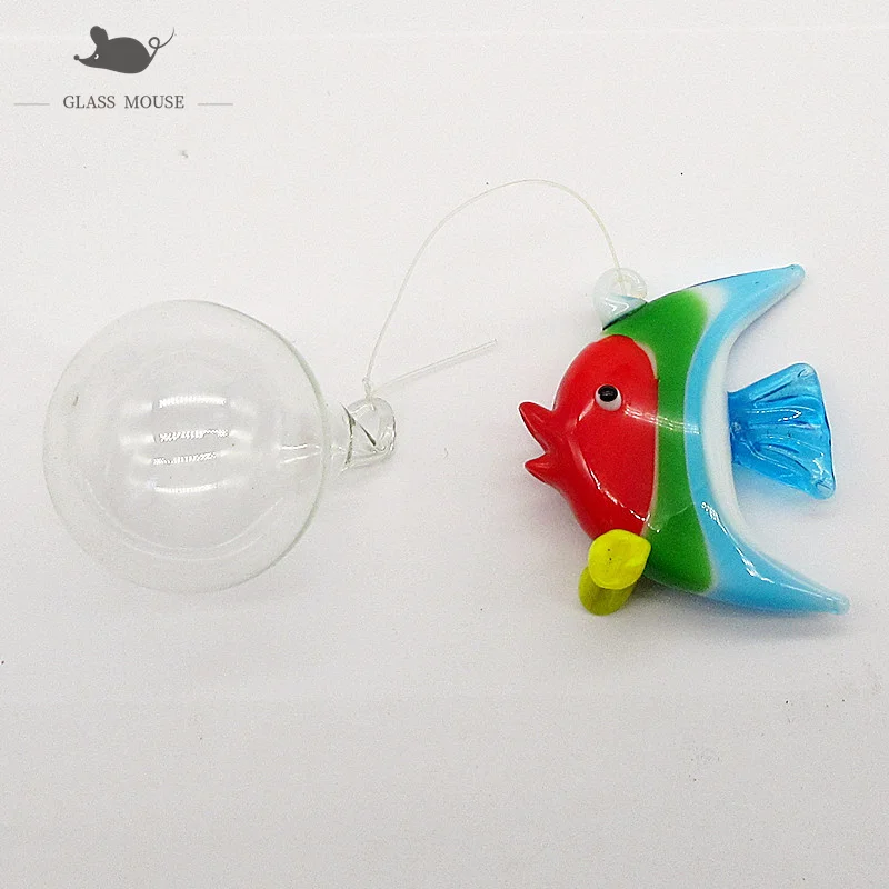 

Custom handmade floating glass tropical fish Figurine aquarium decor accessories pendant miniature murano glass animal statue