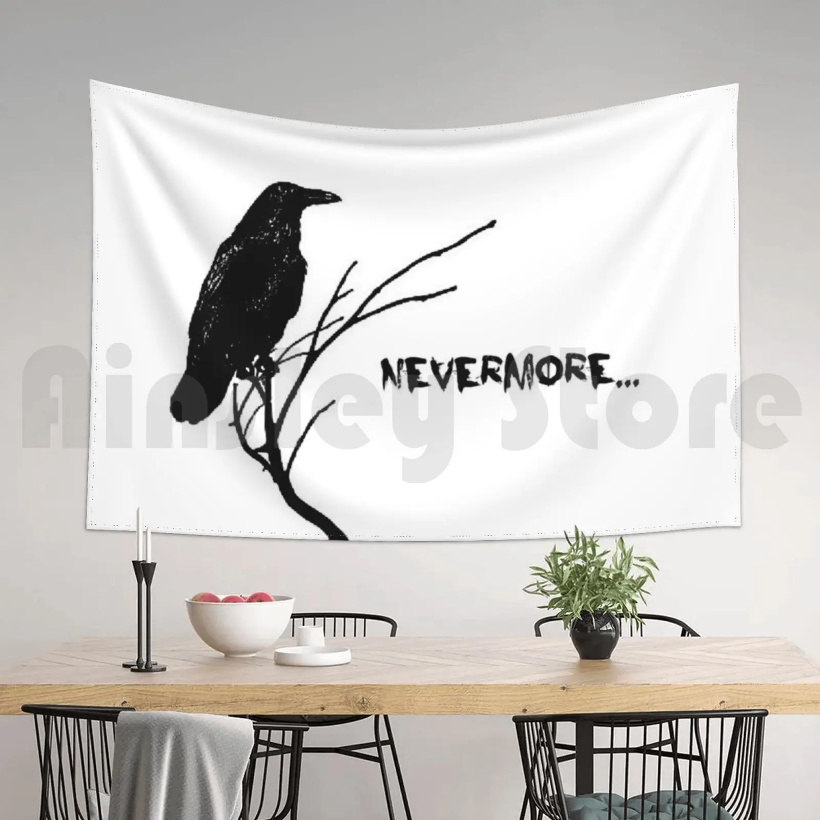 Гобелен Nevermore шляпа Poe Эдгар Аллан поэзия Ворон поэма темные Фотообои |