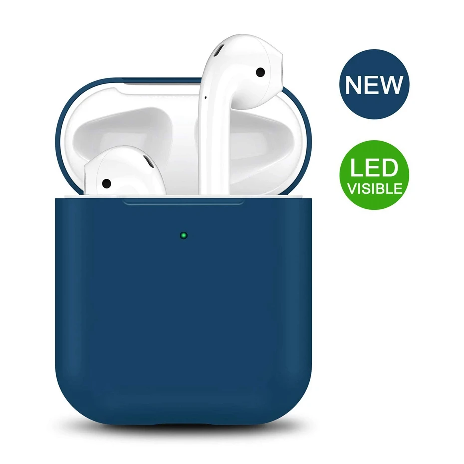 Minight Blue Силиконовый чехол для AirPods 2 Чехол для зарядки наушников чехол для Apple AirPods Air Pod 1 2 Bluetooth коробка гарнитура защитный чехол - Цвет: Minight Blue