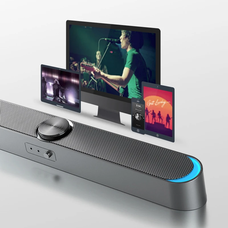 SADA Блютуз мультимедийная колонка для смартфона, компьютера и универсальная полоса со стерео окружающим звуком и микрофоном.