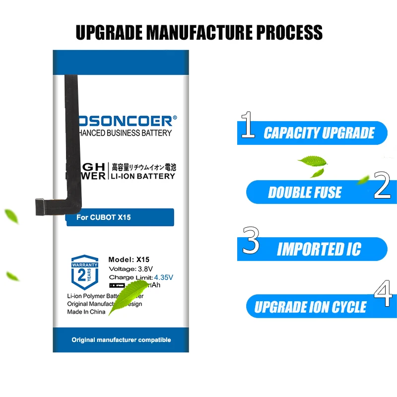 LOSONCOER 4100mAh X15 Высококачественная батарея для телефона CUBOT аккумуляторная +