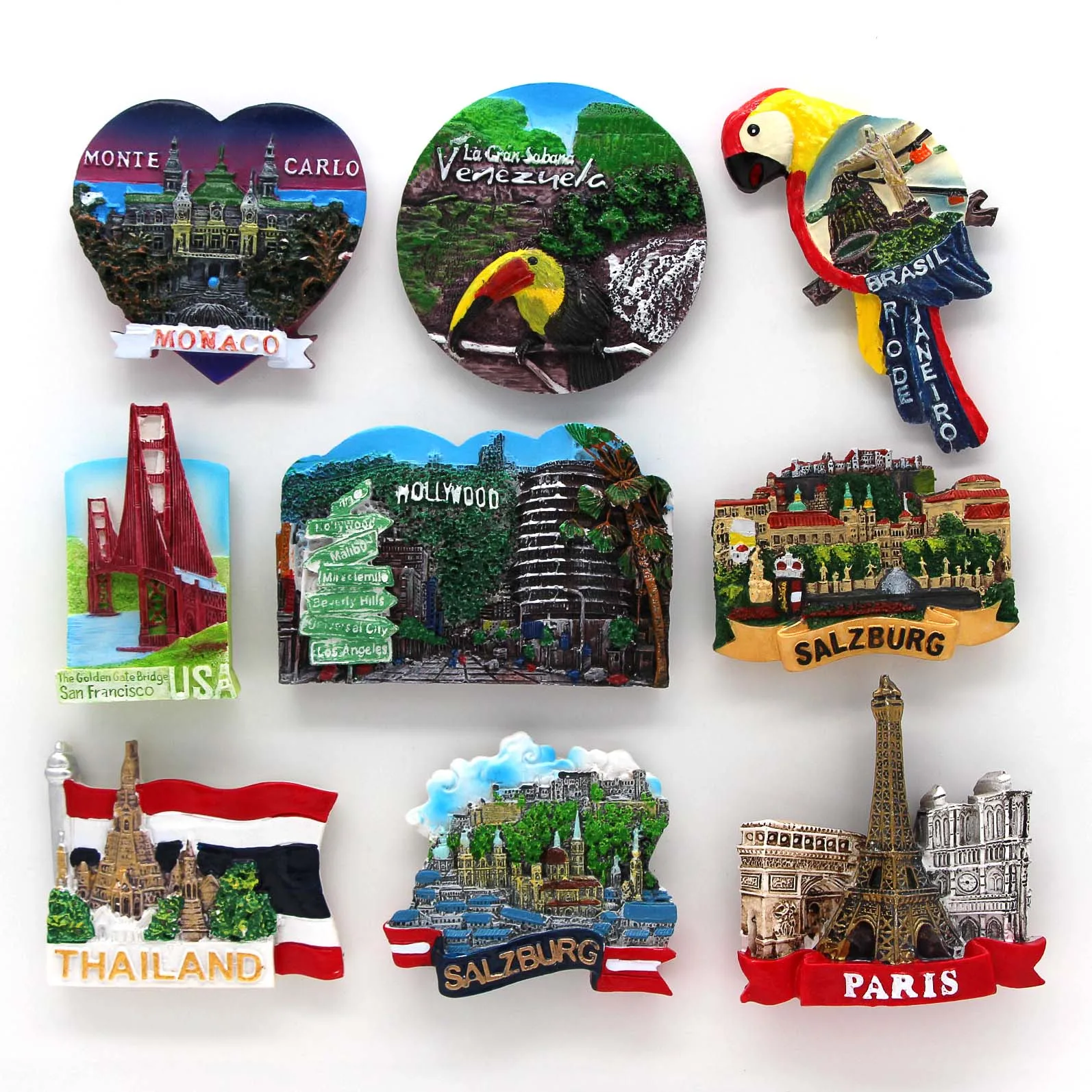 

Brazil tourist attraction souvenir 3D fridge magnets refrigerator pasted Golden Gate Bridge Thailand Paris Monaco world tourist