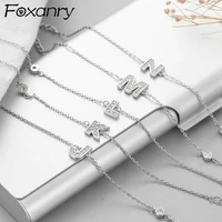 foxanry 925 stamp bracelet ins new trendy creative twenty six english letters zircon party jewelry couples accessories