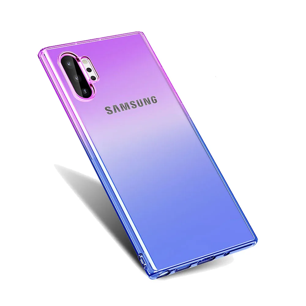 Мягкий чехол для samsung Galaxy Note 10 Plus Pro оригинальный градиентный броня Бампер tpu