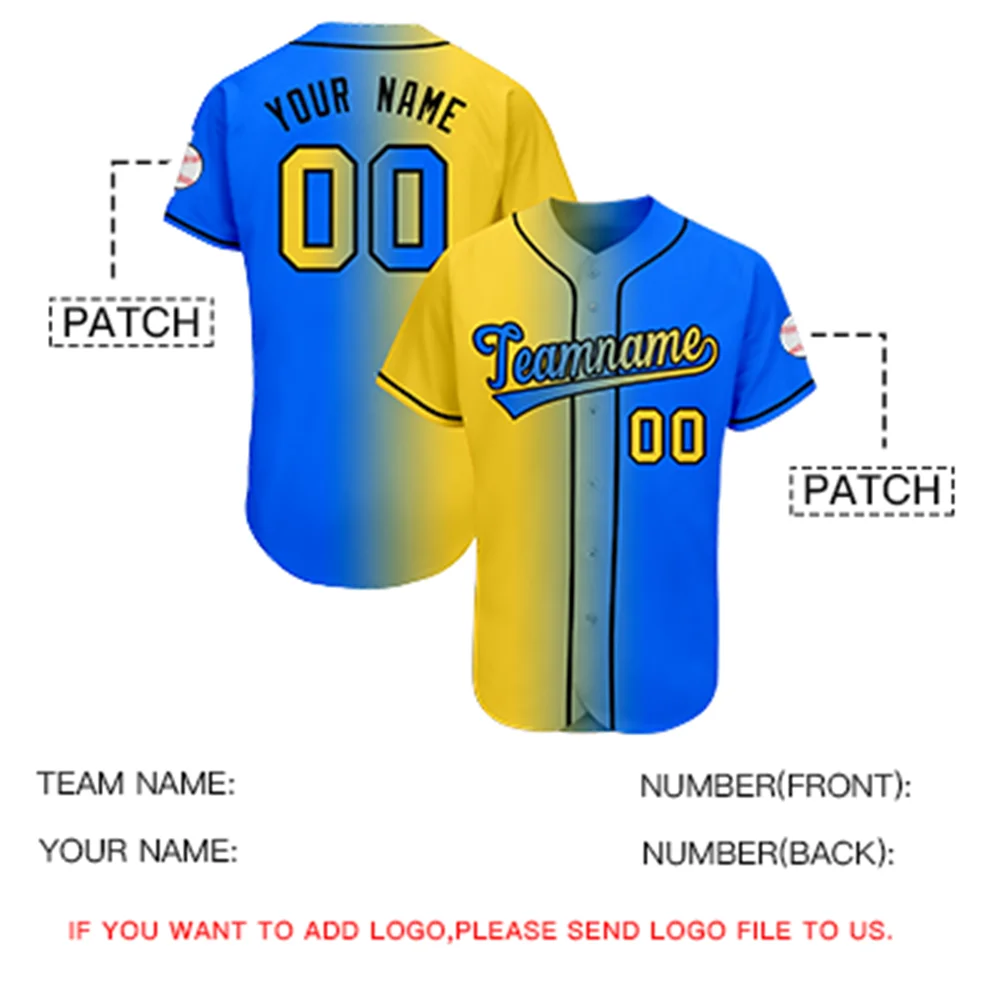 Custom Baseball Jersey Personalized Print Team/Your Name/Number Gradient Colour Outdoor Casual Shirts for Men/Kids