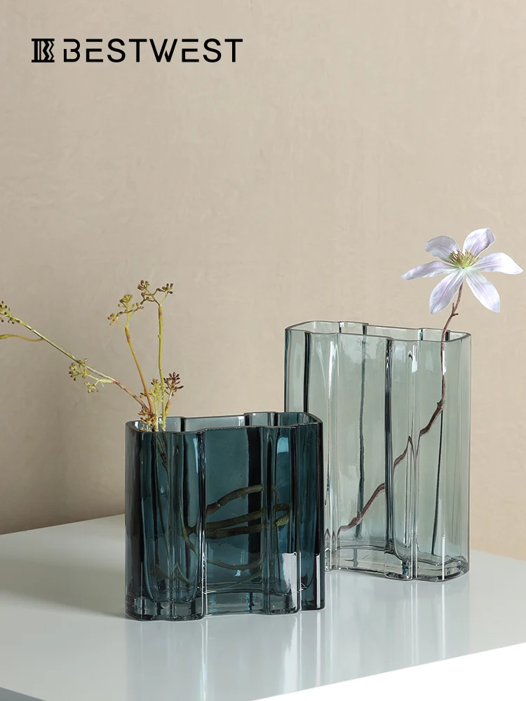

Large Thickened Square Glass Vase Decoration Household Luxury Nordic Vase Table Living Room Decoration Home Decor Modern Gifts