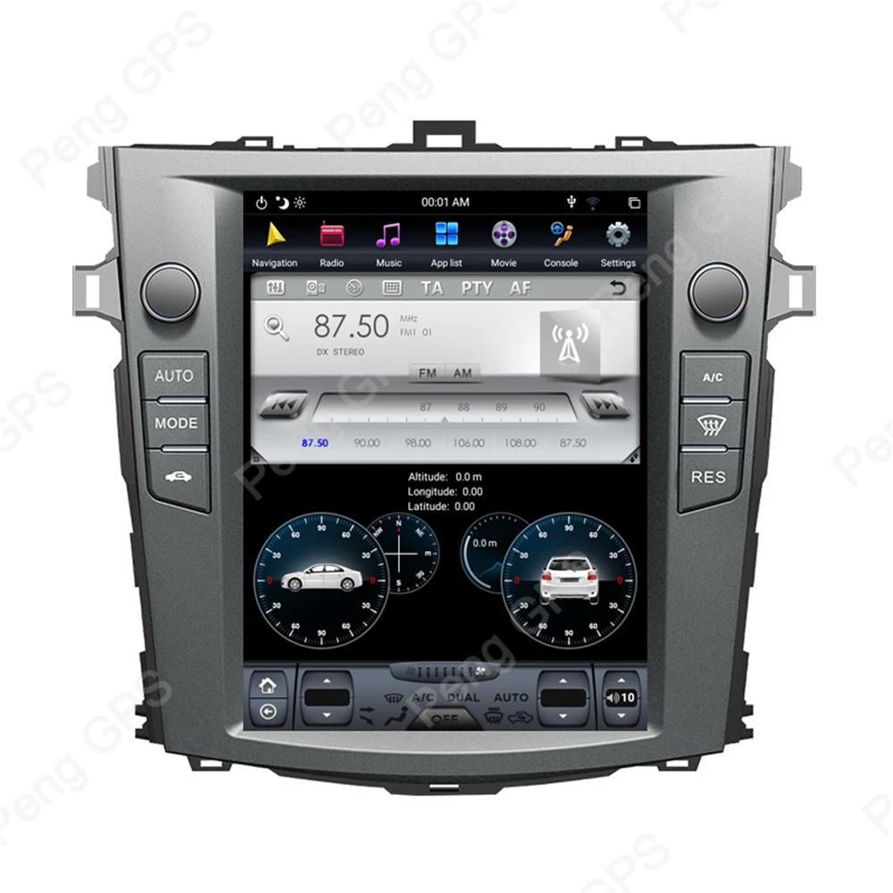 4G+ 64G Android 8,1 Тесла вертикальный экран для Toyota Corolla 2007-2012 аудио плеер в тире Carplay 1920*1080 gps навигационный блок