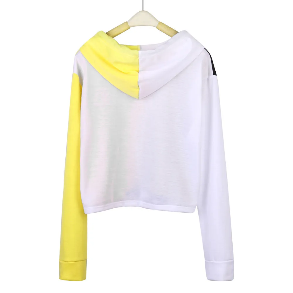 Женская толстовка с капюшоном длинным рукавом толстовки укороченная Лоскутная