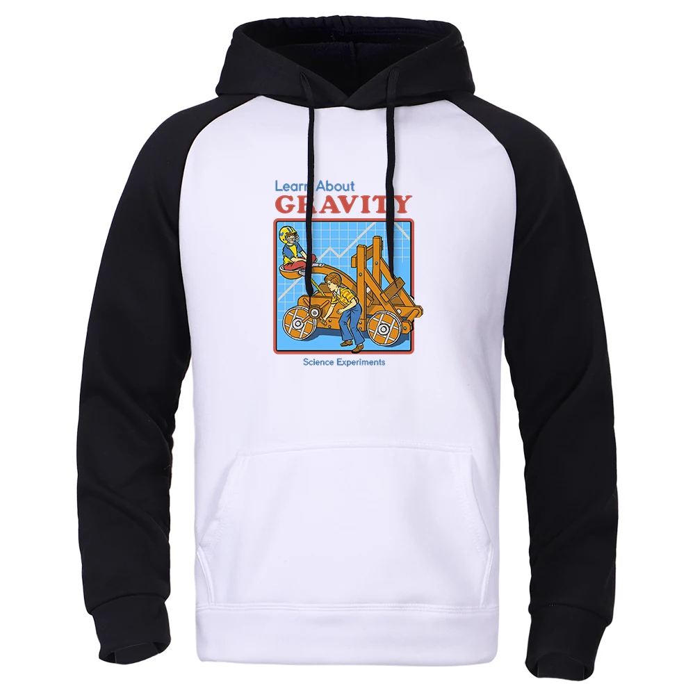 

Sweat Capuche Homme Learn About Gravity Printed Thick Daily Tracksuit Fleece Outdoor Hood Long Sleeve Warm Sports Men Hood