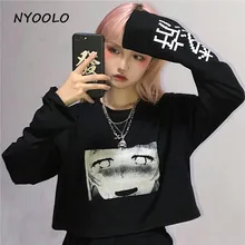 NYOOLO Harajuku стиль хип хоп мультфильм девушка с буквенным принтом