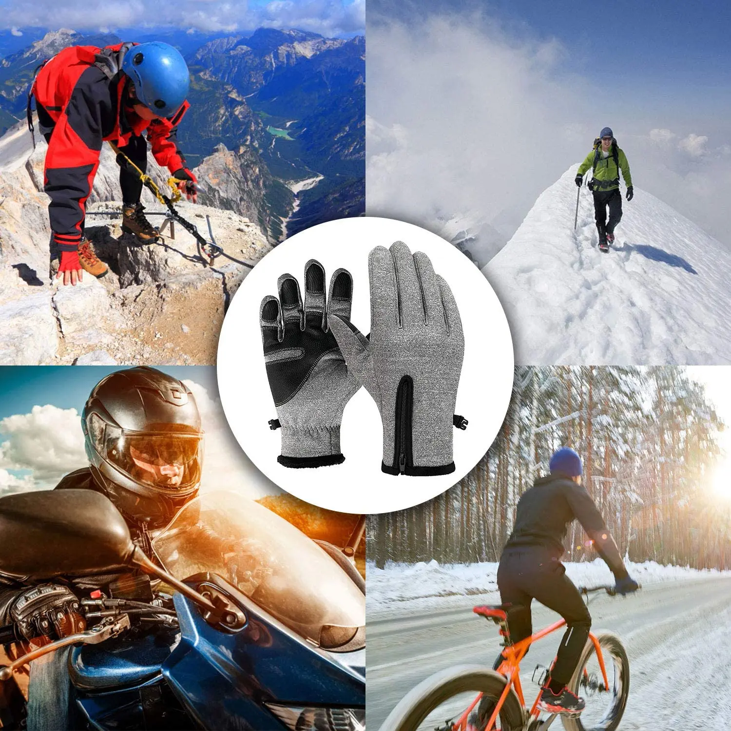 Motorcycle Winter Thermal Fleece Gloves Waterproof  Full Finger Touchscreen Snowboard Glove Moto Riding Cross Non-slip Motocross