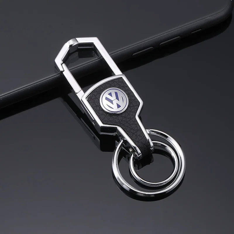 

Metal car logo leather car keychain